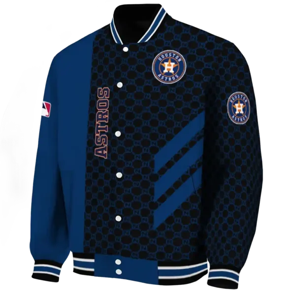houston astros triple side stripes blue black varsity jacket best selling