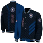 houston astros triple side stripes blue black varsity jacket best selling