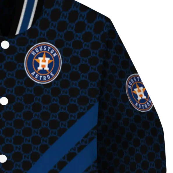 houston astros triple side stripes blue black varsity jacket premium grade