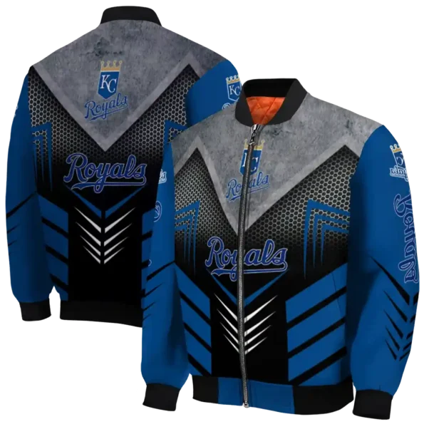kansas city royals arrow layer royal blue black bomber jacket fashion forward