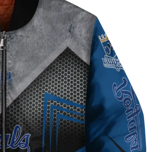 kansas city royals arrow layer royal blue black bomber jacket premium grade