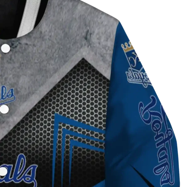 kansas city royals arrow layer royal blue black varsity jacket premium grade