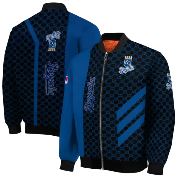 kansas city royals triple side stripes royal blue black bomber jacket fashion forward