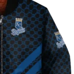 kansas city royals triple side stripes royal blue black bomber jacket best selling