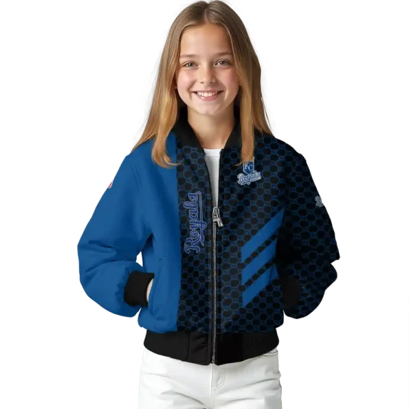 kansas city royals triple side stripes royal blue black bomber jacket top rated