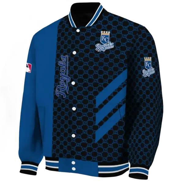 kansas city royals triple side stripes royal blue black varsity jacket best selling