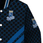 kansas city royals triple side stripes royal blue black varsity jacket best selling