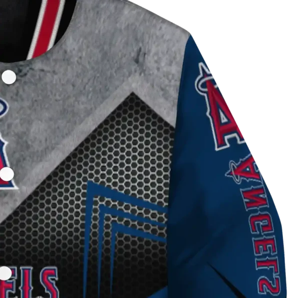 los angeles angels arrow layer blue black varsity jacket premium grade