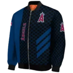 los angeles angels triple side stripes blue black bomber jacket best selling