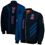 los angeles angels triple side stripes blue black bomber jacket best selling