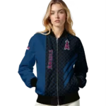 los angeles angels triple side stripes blue black bomber jacket best selling