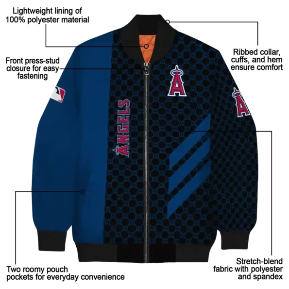 los angeles angels triple side stripes blue black bomber jacket new arrival
