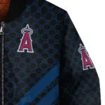 los angeles angels triple side stripes blue black bomber jacket best selling