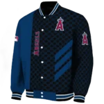 los angeles angels triple side stripes blue black varsity jacket best selling