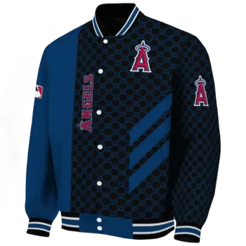 los angeles angels triple side stripes blue black varsity jacket best selling