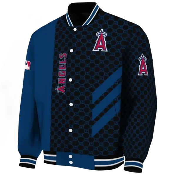 los angeles angels triple side stripes blue black varsity jacket best selling