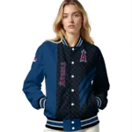 los angeles angels triple side stripes blue black varsity jacket best selling
