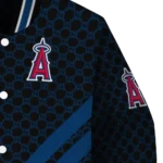 los angeles angels triple side stripes blue black varsity jacket best selling