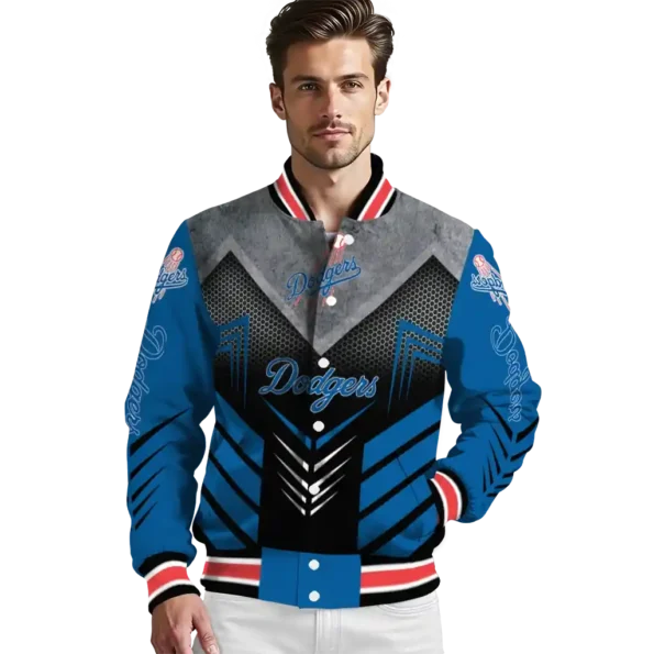 los angeles dodgers arrow layer blue black varsity jacket high quality