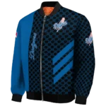 los angeles dodgers triple side stripes blue black bomber jacket best selling
