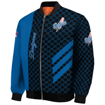 los angeles dodgers triple side stripes blue black bomber jacket best selling