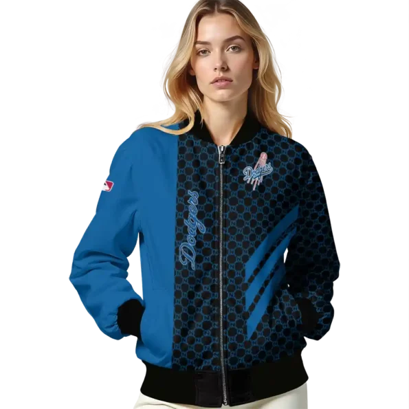 los angeles dodgers triple side stripes blue black bomber jacket latest model
