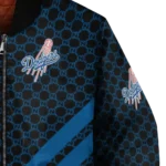 los angeles dodgers triple side stripes blue black bomber jacket best selling
