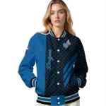 los angeles dodgers triple side stripes blue black varsity jacket best selling