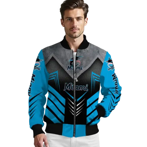 miami marlins arrow layer blue black bomber jacket high quality