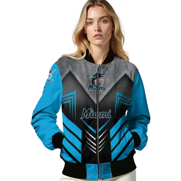 miami marlins arrow layer blue black bomber jacket latest model