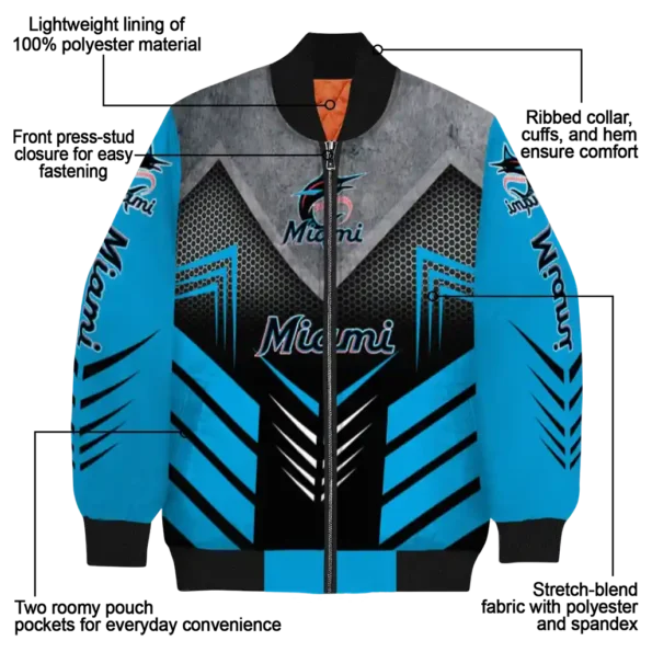 miami marlins arrow layer blue black bomber jacket new arrival