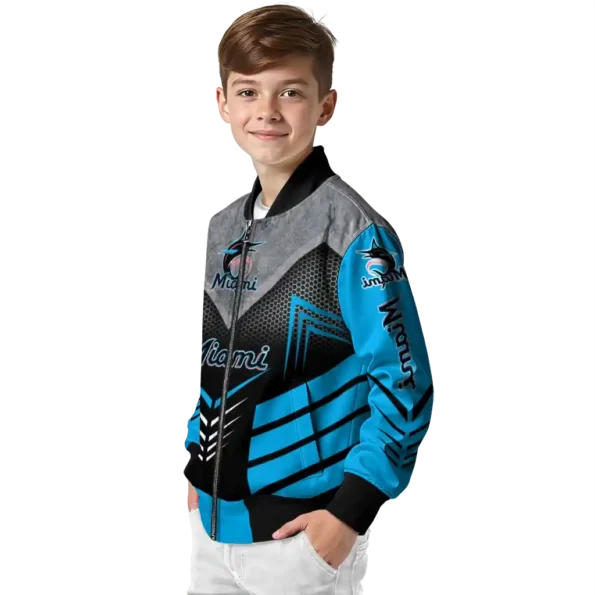 miami marlins arrow layer blue black bomber jacket trendy