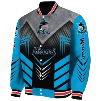 miami marlins arrow layer blue black varsity jacket best selling