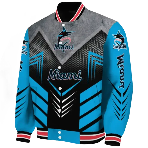 miami marlins arrow layer blue black varsity jacket best selling