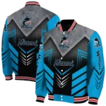 miami marlins arrow layer blue black varsity jacket best selling
