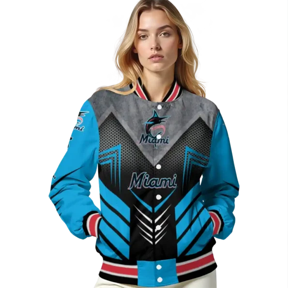 miami marlins arrow layer blue black varsity jacket latest model