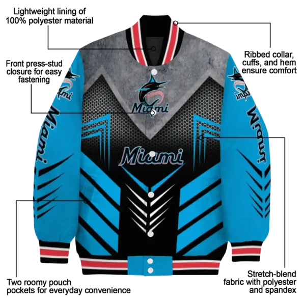 miami marlins arrow layer blue black varsity jacket new arrival
