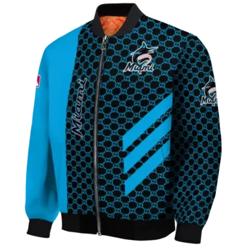 miami marlins triple side stripes blue black bomber jacket best selling
