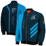 miami marlins triple side stripes blue black bomber jacket best selling