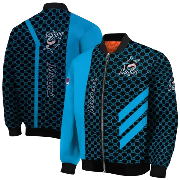 miami marlins triple side stripes blue black bomber jacket fashion forward