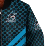 miami marlins triple side stripes blue black bomber jacket best selling