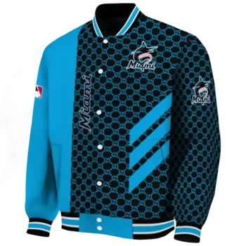 miami marlins triple side stripes blue black varsity jacket best selling