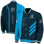miami marlins triple side stripes blue black varsity jacket best selling