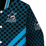 miami marlins triple side stripes blue black varsity jacket best selling