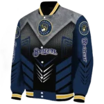 milwaukee brewers arrow layer navy blue black varsity jacket best selling