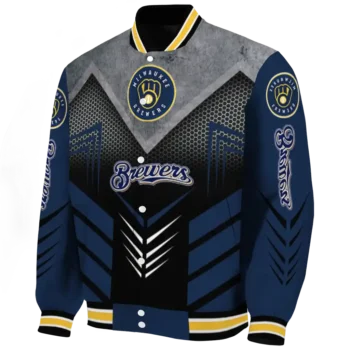 milwaukee brewers arrow layer navy blue black varsity jacket best selling