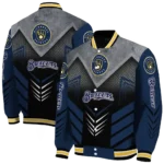 milwaukee brewers arrow layer navy blue black varsity jacket best selling