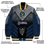 milwaukee brewers arrow layer navy blue black varsity jacket best selling