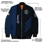 milwaukee brewers triple side stripes navy blue black bomber jacket best selling