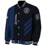 milwaukee brewers triple side stripes navy blue black varsity jacket best selling